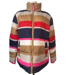 2/$30 NWT St. John's Bay Medium Striped Puffer Jacket Multicolor